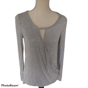 5/$25 Max Studio Long Sleeve Grey Wrap Top XS